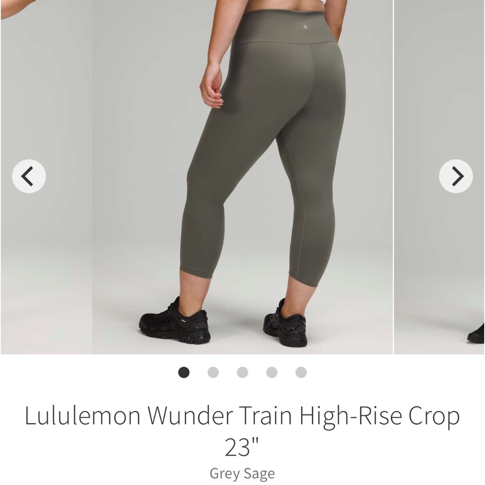 Like new, Lululemon Wunder Train High-Rise Crop 23" Grey Sage, size 10